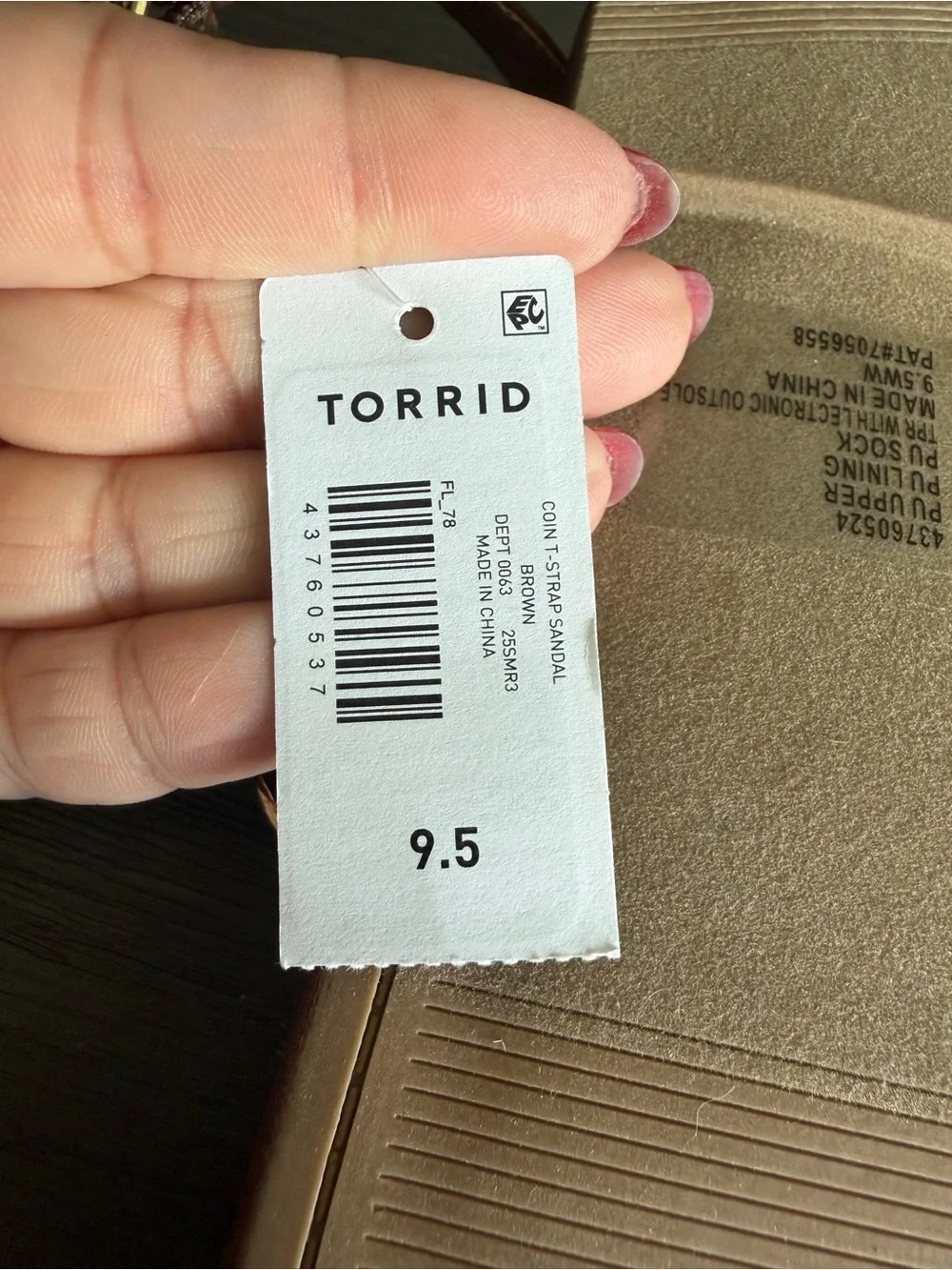 torrid Brown Leather T-Strap Sandals with Gold Coin Accents